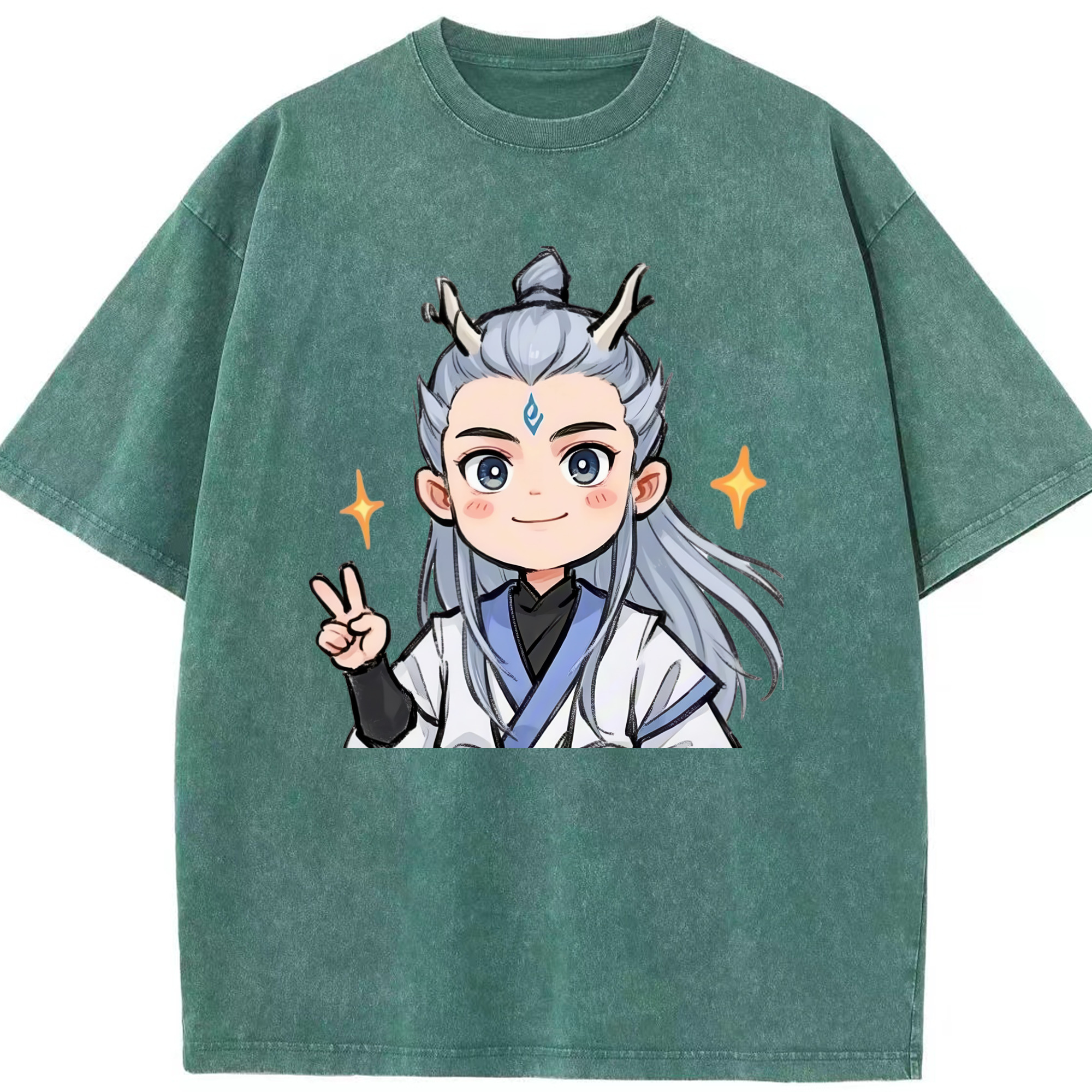 （画像用） Ne Zha 2 ナタ 魔童の大暴れ 綿100% ヴィンテージ風 半袖Tシャツ（フロントプリント）